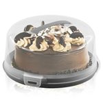 GEEZY 2 in 1 Plastic Cake Carrier with Lid and Handle Portable Round Transparent 9.5 inch Cake Storage Container Cake Box Two Sided Base for Cake and Cupcakes