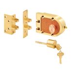 PRIME-LINE SE 15361 Deadbolt, Solid Bronze Alloy, Brushed Brass, Angle and Flat Strike, Single Cylinder Door Lock, 1 Pack