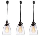 Kiven 3-Lights H-Type Track Lighting Pendants, Dimmable Pendant Lights Black Finish Hanging Light Fixture (Bulbs Not Included)