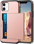 Coolden Compatible with iPhone 12 Case Shockproof Case iPhone 12 Wallet Case Protective Case Rubber Bumper Phone Case Card Holder Slot Wallet Case Cover Compatible with iPhone 12/12 Pro (Rose Gold)