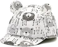 Baby Baseball Cap Baby Hats Infant Baseball Cap Baby Sun Hat Newborn Hats for Boys Girls Toddler Baseball Hat Cotton, A White Bear, 6-12 Months