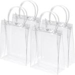 15 PCS Clear Plastic Gift Bags With Handle And Button, Reusable Waterproof PVC Plastic Gift Wrap Tote Bag, Party Favor Bags For Festival Boutique Wedding Birthday Baby Shower Party Favor