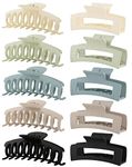 10 Pack Hair Claw Clips, Neutral Hair Clips for Women, 4.1" Big Claw Clips, Large Rectangle Claw Hair Clips, Matte Hair Claws Hair Styling Accessories for Thick Hair