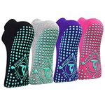 HYCLES 4 Pairs Non Slip Yoga Socks with Grip -Pilates Socks for Men and Women Anti Slip Grippy Socks for Yoga, Pilates, Barre, Home, Hospital UK 4-7