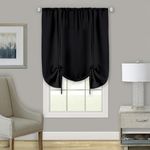 Achim Home Furnishings, Black Darcy Window Curtain Tie Up Shade, 58" x 63"