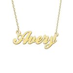 GR35Z9 Avery Name Necklace for Women Gold Nameplated Pendant Stainless Steel Jewelry