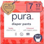 Pura Size 7 Diaper Pants - 1 x 17 Diapers (37+lbs), Pull Up Disposable Baby Diapers for Sensitive Skin, Hypoallergenic, Fragrance Free, Totally Chlorine Free, Easy-Tear Sides