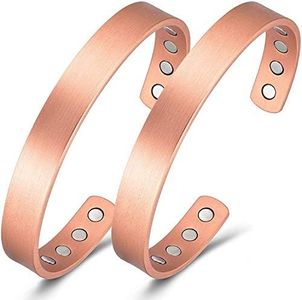 2PCS Copper Bracelets for Arthritis Magnetic Bracelet for Pain Relief with 8 Powerful Therapy Magnets Adjustable Arthritis Cuff Bangle Healthy Gifts