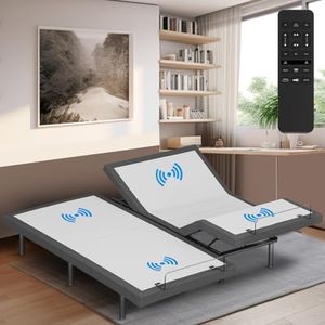 Adjustable Bed Frame with Wireless Remote - Comfortable Zero Gravity Massage with Head & Foot Incline, Dual USB Charge & Under-Bed Nightlights - Powder Coated Split King adjustable Base