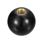 sourcing map Threaded Ball Knobs, M6 Female Thread Thermoset Ball Knob 20mm Dia Round Operation Ball Handles with Copper Insert for Machine Lever Handle, Black