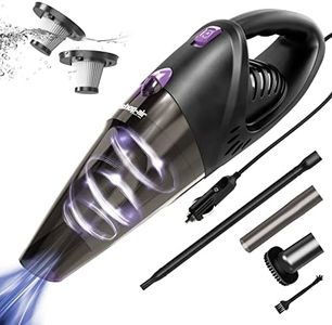 SHOPAIR Car Vacuum Cleaner, 12V/106W High Power Handheld Portable Car Vacuum with 16 Ft Cord, HEPA Filtration, Purple