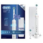 Oral-B Smart 4 Electric Toothbrushes For Adults, Mothers Day Gifts For Her / Him, App Connected Handle, 2 Toothbrush Heads & Travel Case, 3 Modes with Teeth Whitening, 2 Pin UK Plug, 4000N, White