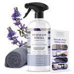 Therapy Stainless Steel Cleaner and Polish 100% USDA BioBased, Fingerprint and Residue Remover, Lavender Essential Oil Scent, Sink Cleaner, Grill Cleaner Spray