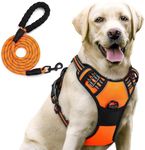 Lyrovo Adjustable No-Pull Dog Harness with Leash Set for Small, Medium & Large Dogs – Reflective, Breathable, Comfortable Vest Harness for Training & Walking (Orange, M (14-22Kg))