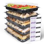 Food Sandwich Platter Trays with Lids - Multi Pack Takeaway Plastic Catering Containers Serving for Party Buffet - Perfect for Sushi, Cake, Sweets, cheese, Movie Meal Prep 33.5 x 24 x 7cm (5)