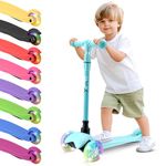 Hurtle 3 Wheel Toddler Scooter - Three Adjustable Heights, Wide Anti-Slip Deck, Kick Scooter for Kids Ages 2-5 w/Fun Light Up Wheels for Girls & Boys