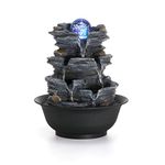 Dyna-Living Indoor Fountain,Tabletop Water Fountain,Rockery Water Fountain with Crystal Ball,Indoor Waterfall Feature for Home Office Decor Relaxation 3Pin UK Plug Included,11.02"*9.65"*7.2" Grey