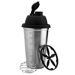 SignoraWare Shake n Shake Stainless Steel Protein Shaker Bottle for Pre-Post Workout | Water Bottle | With Blending Wheel and Whisking Wheel | Leakproof with Knob (650ml | Silver | Set 1)