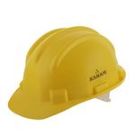 KARAM ISI Marked Safety Helmet for Construction & Outdoor Activities | Adjustable Chin Strap & Manual Type Adjustment | Lightweight, Comfortable & Durable Hard Hat | Yellow | PN501(Yellow)