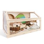 Niteangel Vista Hamster Cage W/Oblique Opening Cage Door - MDF Aspen Small Animal Cage for Syrian Dwarf Hamsters Degus Mice or Other Similar-Sized Pets (Large - 47.1 x 22.7 x 26.9 inches)