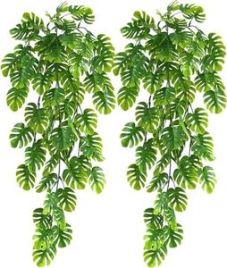Dekorly Artificial Vines Fake Greenery Garland Willow Leaves Faux Hanging Plants Trailing Weeping Ivy Drooping Hanging Vines Faux Plants Realistic Home Office Christmas Holiday Decor (65CM, Design-F)
