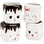 Hedume 4 Pack Ceramic Shaped Hot Chocolate Mugs, Cut Coffee Mug Set, Couple Matching Mugs, Anniversary Christmas Wedding Valentine's Day