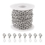 PandaHall 5m Stainless Steel Cable Chain Chunky Oval Link Chains Bulk with 10pcs Lobster Claw Clasps 20pcs Jump Rings for Necklace Jewelry Making