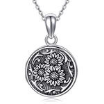 Locket Necklace That Holds Pictures Sunflower Pendant Necklace Jewelry Gifts 925 Sterling Silver Locket Photo Picture Keepsake Pendant You are my Sunshine Gifts for Christmas Birthday Valentine, Metal