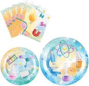 WERNNSAI Science Party Decorations - 48 Pcs Science Plates and Napkins Mad Scientist Birthday Decoration Chemistry Party Plates Set for Kids Little Scientist Labratory Favors for 16 Guests