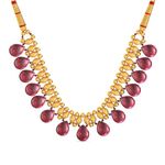 Joyalukkas 22K (916) Purity Gold Serenade Necklace For Women (Red Stone)