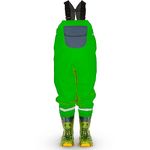 LOVRAIN Children Kids Waterproof Chest Waders Boots Size 22-23 Green Croc