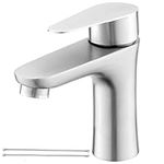 RAINMAX Bathroom Faucet, Brushed Nickel Stainless Steel Bathroom Sink Faucet, Single Hole Faucet Bathroom Sink with Supply Lines, 1 Hole Deck Mount RV Mixer Tap Lavatory Bar Vanity Sink Faucet, BF008L