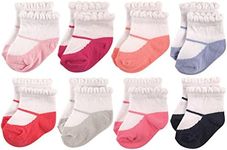 Hudson Baby Baby Girls' Cotton Rich Newborn and Terry Socks, Mary Jane, 12-24 Months