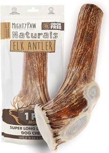 Mighty Paw Split Elk Antlers for Dogs (Sourced in The USA) | 1 Whole Monster 8"+ Long Lasting Bones for Aggressive Chewers - Naturally Shed Split Deer Antler for Dogs - Low Odor Chews (Pack of 1)