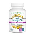 Genuine Health Omega3+ Think, 60 softgels, 1000mg DHA, 400mg EPA, Supports healthy cognitive function, Wild-caught, Non-GMO