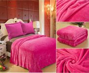 Home Must Haves Solid Pink Blanket Affordable Bedding Throw Fleece Super Soft Warm Value, King, Hot Pink