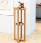 Hallowood Furniture Waverly Oak Tall Round Side Table, Solid Wooden Slim Bedside Table, Small Lamp Table, Plant Stand, Sofa Side Table Slim for Living Room & Small Spaces