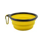 Brain Freezer Silicone Dog Bowl, Foldable Expandable Cup Dish for Pet Cat Food Water Feeding, Portable Travel Bowl with a Free Hook - Yellow