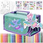 Scented Markers For Kids - Art Kits for Kids 6-9 - Fairy Gifts For Girls - Coloring Kit Includes Smelly Markers, Stamp Markers, Sparkly Fairy Pencil Case - Fairy Toys & Art Set For Girls Ages 8-12