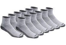 Dickies Mens Dri-tech Moisture Control Quarter Socks Multipack, Grey (12 Pairs), Shoe Size: 15-17