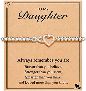 D Dongjiangjin Gift Silver-plated Beads Infinite Rose Gold Heart Bracelet Sweet Gifts for Grandma/Mum/Daughter/Granddaughter Birthday Graduation Christmas Valentines Day Mothers Day Gifts Ideas, 8.9