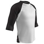 Champro Complete Game 3/4 Sleeve Baseball Shirt; M; White, Black Sleeve; Adult Complete Game 3/4 Sleeve Baseball T Shirt