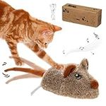 Interactive Mouse Cat Toys Automatic Moving Mice Toy for Indoor Cats Exercise Electric Real Mouse Sound Kitty Toy with Magic Tail 3 Modes USB Rechargeable (Brown)