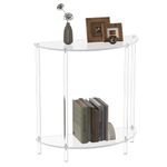 CRTERICX Acrylic Console Table, Half Moon, 29.5" Small Entryway Table, Clear Entry Table for Sofa, Foyer, Hallway, Living Room, Easy Assembly, 2 Tier, 11.8" D x 31.5" H