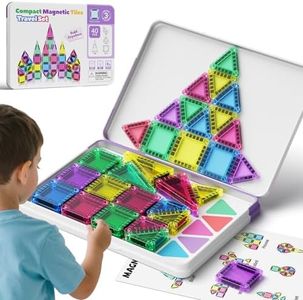 hunloot Magnetic Tiles Building Set - Strong Magnetic Blocks with Iron Storage Box, Toddler Puzzle Birthday Gift Toys for Boys and Girls Ages 3+