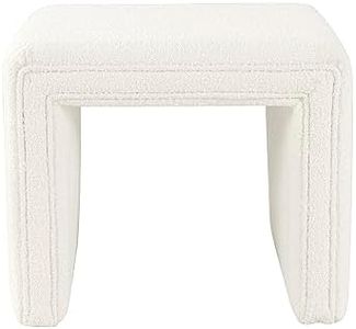 HomePop Modern Channel Tufted Ottoman Home Décor|Ottoman for Living Room & Bedroom - Cream Boucle