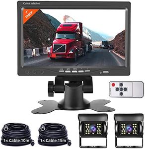 Monitor Dual Rear View Waterproof 18 IR LED Night Vision Two Car Reversing Backup Camera Kits 7" TFT LCD Monitor Vehicle Parking Assistance System for RV/Truck/Bus/Trailer/Caravan