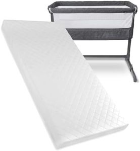 Brillars® Baby Mattress Fits/Compatible to Babylo Cozi Sleeper - Bedside Travel Cot Toddler Infant Bed Firm Foam Mattress - Hypoallergenic & Removable Quilt Cover (87 x 44 x 5cm)