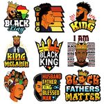 9Pcs Black King Iron On Decals for Clothing Cool Black Men Iron On Patches DIY Heat Transfer Stickers for T-Shirt Jeans