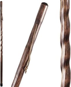 Brazos 55" Twisted Trail Blazer Handcrafted Walking Stick, Brown, Made in The USA